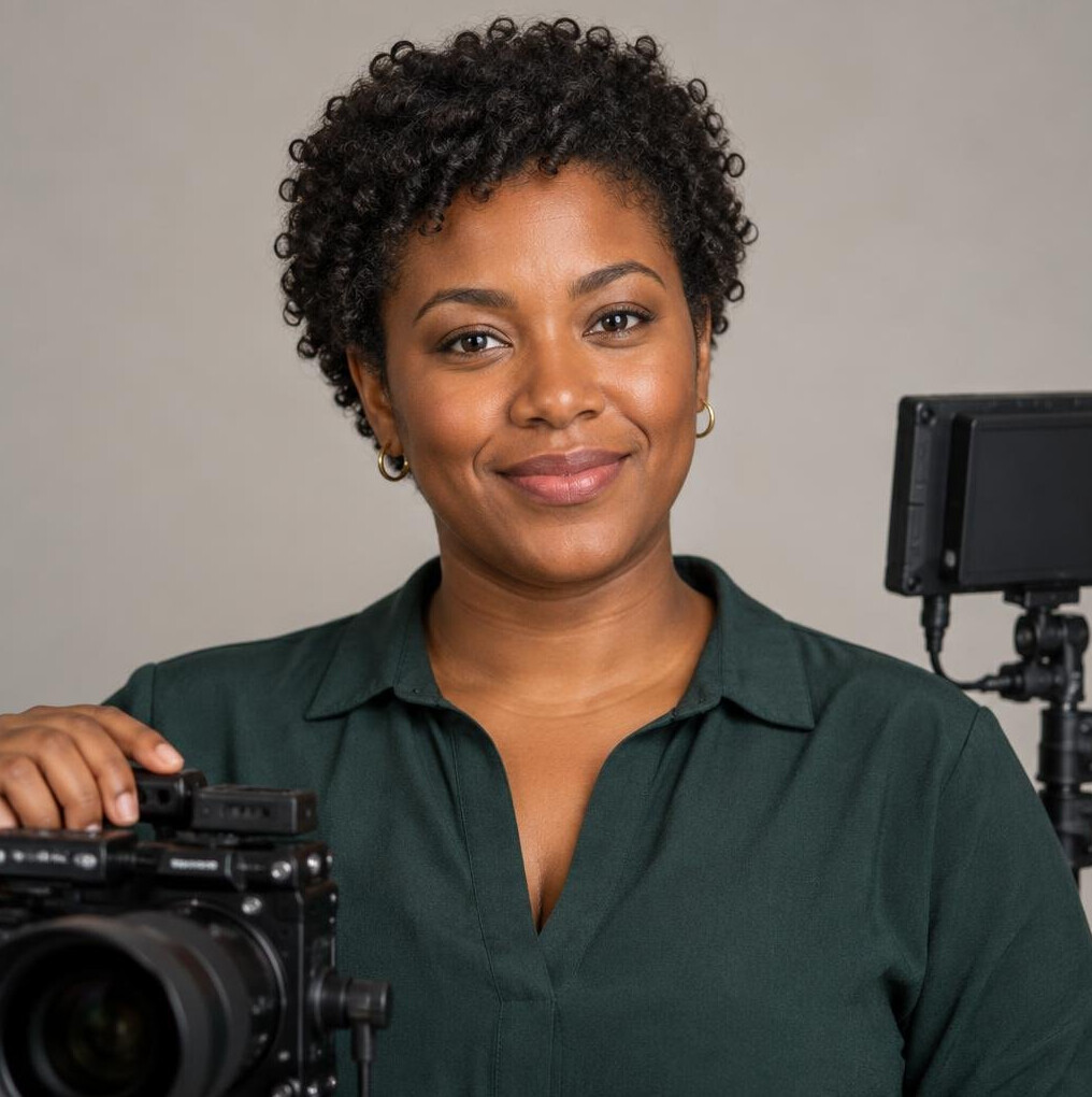 Portrait of a Belgian woman camera technician
